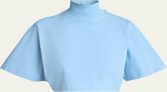 Alaia Turtleneck Short-Sleeve Crop T-Shirt