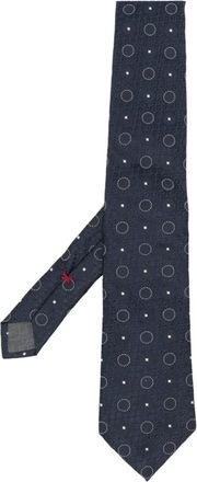 Brunello Cucinelli Accessoires, Heren, Blauw, ONE Size, Motief-Geborduurde Zijden Stropdas