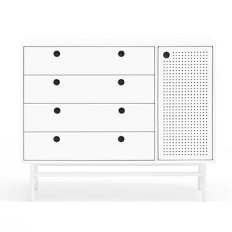 Teulat C&oacute;moda blanca con 4 cajones y 1 puerta 97x45 cm