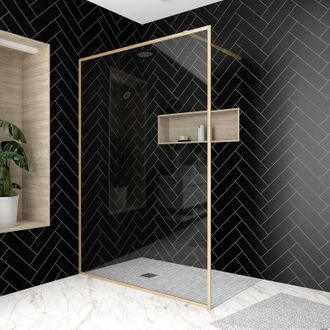 Aurlane Aurlane - Parete per doccia 140x200 cm - Finitura oro spazzolato - goldy contouring
