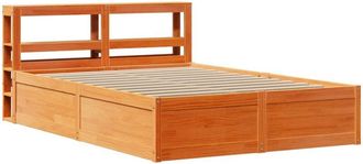 vidaXL Vidaxl - Estructura Cama Con Cabecero Madera Pino Marr&oacute;n Cera 120x190 Cm