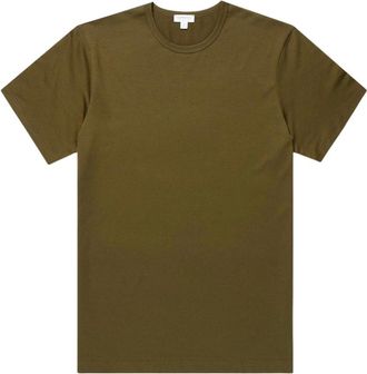 Sunspel Klassiek T-shirt - Heren - Tops - Groen - Maat: M Katoen