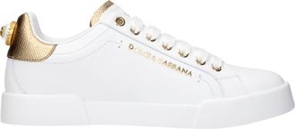 Dolce & Gabbana Portofino Mujers Deportivas Piel Blanco/Oro