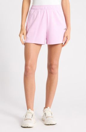 DKNY Metallic Logo High Rise French Terry Shorts in Pink Lavender at Nordstrom Rack, Size X-Large