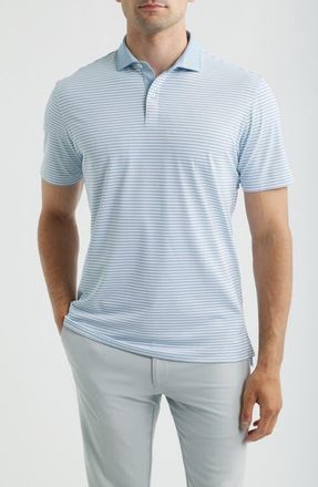 Johnnie-O Cruz Stripe Performance Jersey Polo in Carbon Fiber at Nordstrom, Size Xx-Large