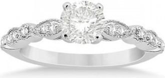 Allurez Petite Marquise & Dot Diamond Engagement Ring Palladium (0.12ct)