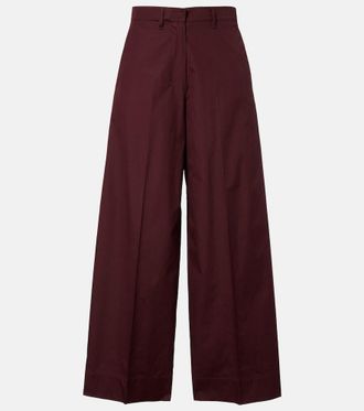 Max Mara Cropped cotton poplin wide-leg pants