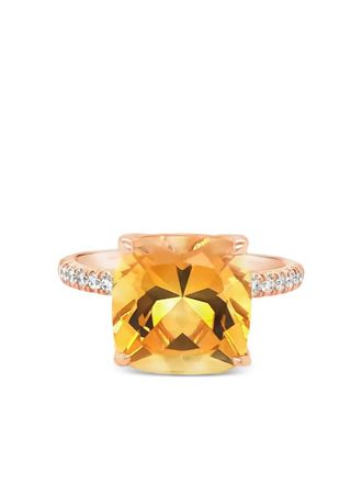 Lisa Nik 18K rose gold citrine and diamond ring - women - Citrine/18kt Rose Gold/Diamond - 5 1/2 - Pink