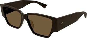 Bottega Veneta Rechthoekige Zonnebril - unisex - Zonnebrillen - Bruin - 57 MM - Accessoires