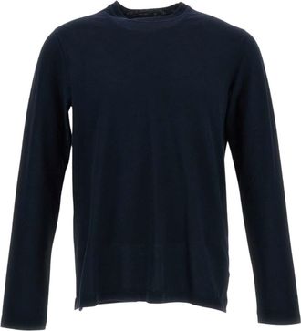 Zanone Dark Blue Solid Crew Neck T-Shirt