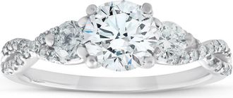 Pompeii3 1 1/2Ct Three Stone Diamond & Moissanite Infinity Engagement Ring 14k White Gold