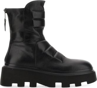 Elena Iachi Leren Laars - Dames - Enkellaarsjes - Zwart - 40 EU - Leer - Schoenen