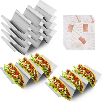 OEM Support A Tacos - Acero Inoxidable Alimentario 18/10 - Compatible Horno Y Microondas - Para Cocina Mexicana - Pack De 6
