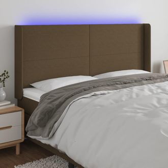 vidaXL Cabecero Con Led De Tela Marr&oacute;n Oscuro 163x16x118/128 Cm Vidaxl