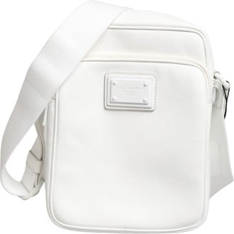 Dolce & Gabbana Mens Logo Plaque Crossbody Bag White Polyester