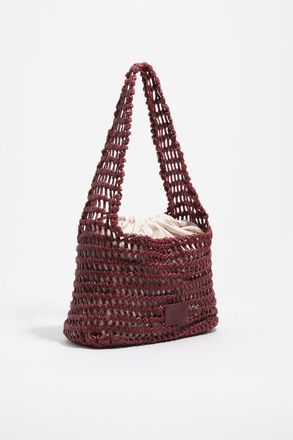 Bimba & Lola Woven Leather Shoulder Bag in Dark Cherry at Nordstrom