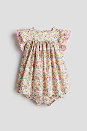 H&M 2-piece cotton dress and bloomers set in Yellow/floral at Nordstrom, Size 12M