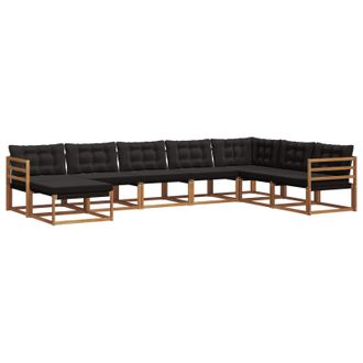 vidaXL Conjunto De Sof&aacute;s De Exterior Con Coj&iacute;n 8 Pcs Natural Y Negro Vidaxl