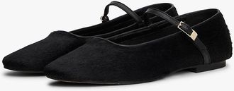 Tommy Hilfiger Womens Calf Hair Leather Mary Jane Flat - Black - US 6.5 / EU 37
