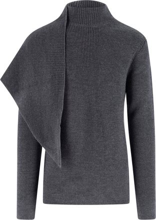 Entire studios Black Asymmetrical Ribbed Knit Top