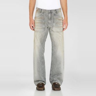 Diesel Relaxed Jeans Regular Waist D-Zeta, Grey, Zip fly