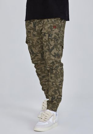 Siksilk Pantalones cargo camuflaje verde para hombre SikSilk XL