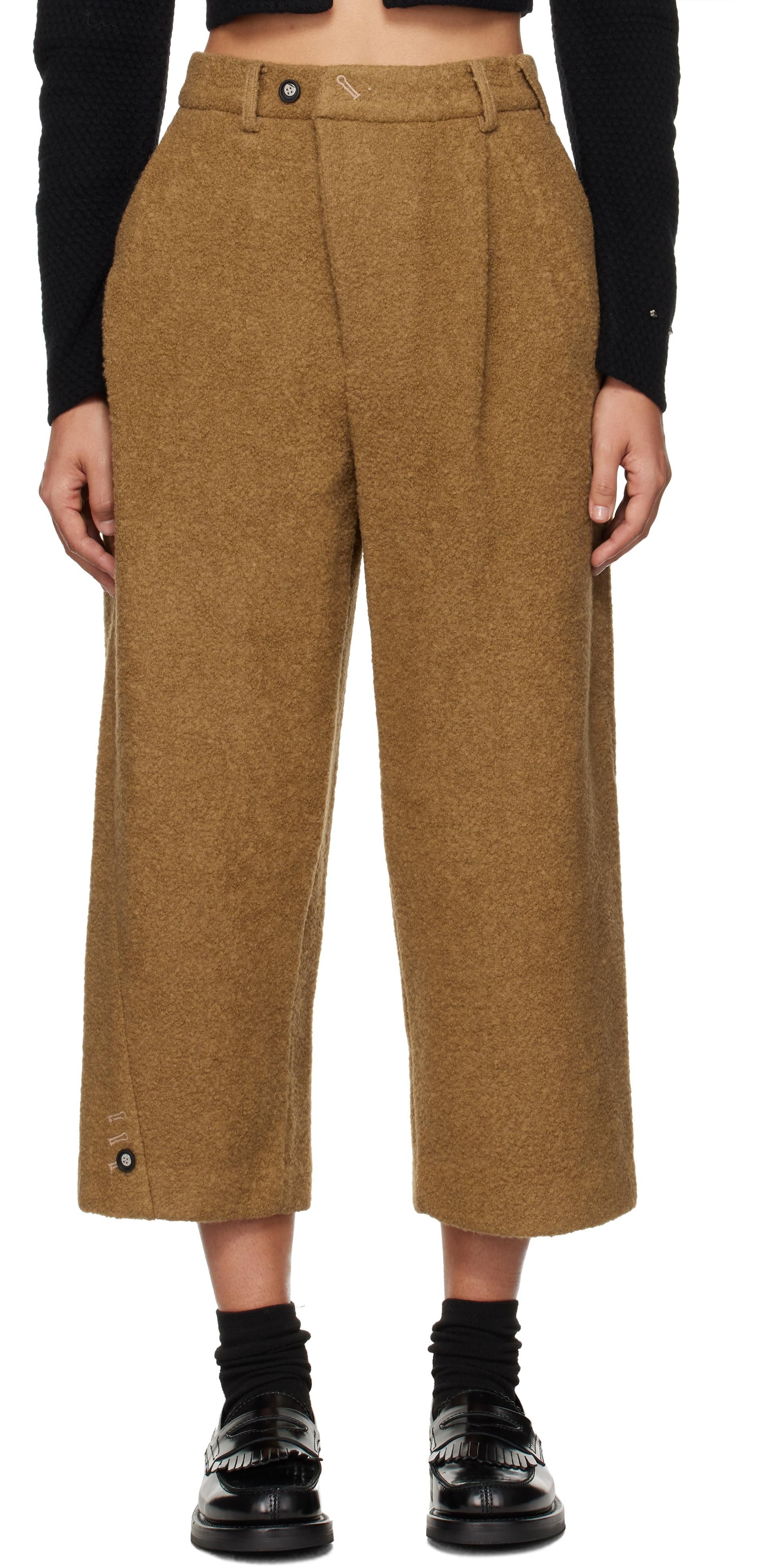 【関税&送料込】Chloe Brown Flared Checkered Wool Trousers Chloé Tailored Checked Wool Trousers | Brown | FARFETCH