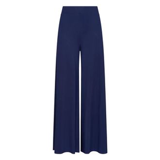 Maliparmi Wide Trousers, female, Blue, Size: 2XL Soft Jersey Wide Leg Pants