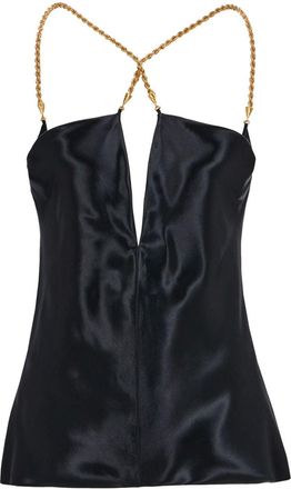 Ferragamo twisted-strap satin top - women - Viscose - 42 - Black