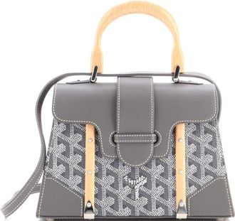 Goyard Structured Saigon Top Handle Bag Coated Canvas with Leather Mini