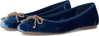 Birdies Womens Birdies The Hummingbird Ocean Velvet Bow Slip On Ballet Flats VER885