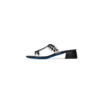 Loriblu Schoenen, Dames, Zwart, 39 EU, Leer, Stenen Versierde Nappa en Plexi Mules