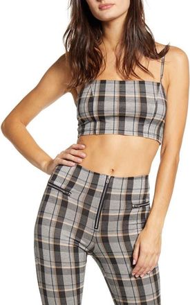 Tiger Mist Take On Crop Top in Neutral Check at Nordstrom, Size Medium