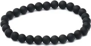 Steeltime Mens Black Lava Stone Beaded Stretch Bracelet at Nordstrom Rack