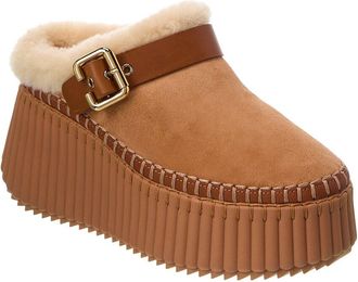 Chlo&eacute; Nama Suede & Shearling Platform Loafer