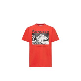 Moncler Moncler K2 Print Short Sleeve Cotton Jersey T-shirt, Men, Red, Size: Xl