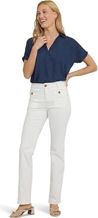 NYDJ Straight Patch Pockets Jeans in Vintage White Womens Clothing Vintage White : 16 32, Cotton/Denim/Elastane