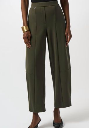 Joseph Ribkoff Heavy Knit Barrel-Leg Pull-On Pants In Avocado