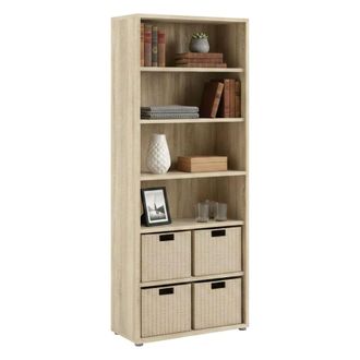 Dmora Dmora - Librer&iacute;a Con Cinco Estantes, Color Roble, 89,2 X 221,7 X 40,1 Cm, Con Embalaje Reforzado