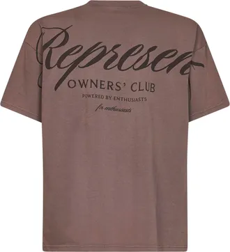 Represent Mens T-Shirt Owners Club Script Truffle Brown Cotton T-Shirts And Polos
