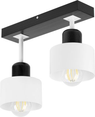 OEM L&aacute;mpara De Techo Negra De Madera Y Metal De Estilo Escandinavo, 2xe27, Iluminaci&oacute;n Led Moderna Para Sal&oacute;n, Cocina, Dormitorio, Habitaci&oacute;n Infantil, Lo