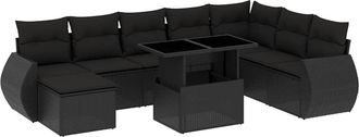 vidaXL Vidaxl - Set Divani Da Giardino 9 Pz Con Cuscini Nero In Polyrattan