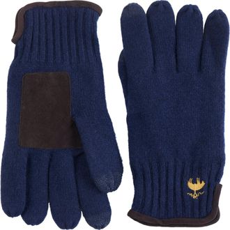 Brooks Brothers Cashmere Blend Suede Trim Gloves in Navy at Nordstrom