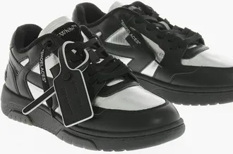 Off-white Low Sneakers OUT OF OFFICE in Leather and Metallic-Effect Fa size 39