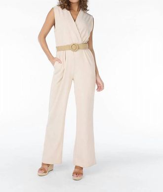 Esqualo Johana Fancy Crinkle Jumpsuit In Light Sand