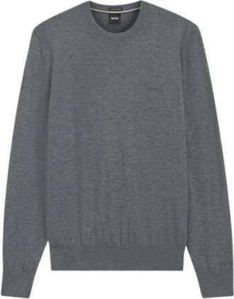 HUGO BOSS H-Leno Pullover - Heren - Ronde hals truien - Grijs - L - Wol - Truien & Vesten