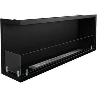 Dmora Camino a Bioetanolo Lonigo, Caminetto Capacit&agrave; 1.25 lt, Superficie Riscaldabile 30 m2, Potenza (kw) 3, 120x22x45h cm Nero