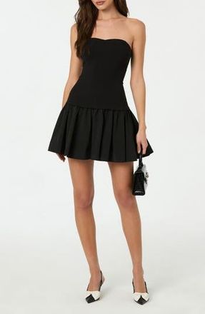 ASTR the Label Strapless Mixed Media Minidress in Black at Nordstrom Rack, Size X-Large