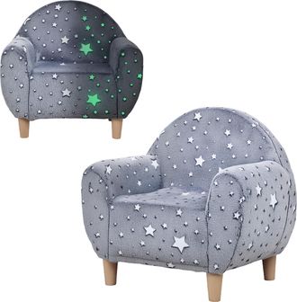 OEM Sof&aacute; Infantil Con Dise&ntilde;o De Estrellas Que Brillan En La Oscuridad Tejido Suave De Terciopelo 55x40x55 Cm Gris