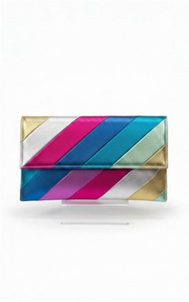 Urban Expression Rainbow Leather Clutch In Multi
